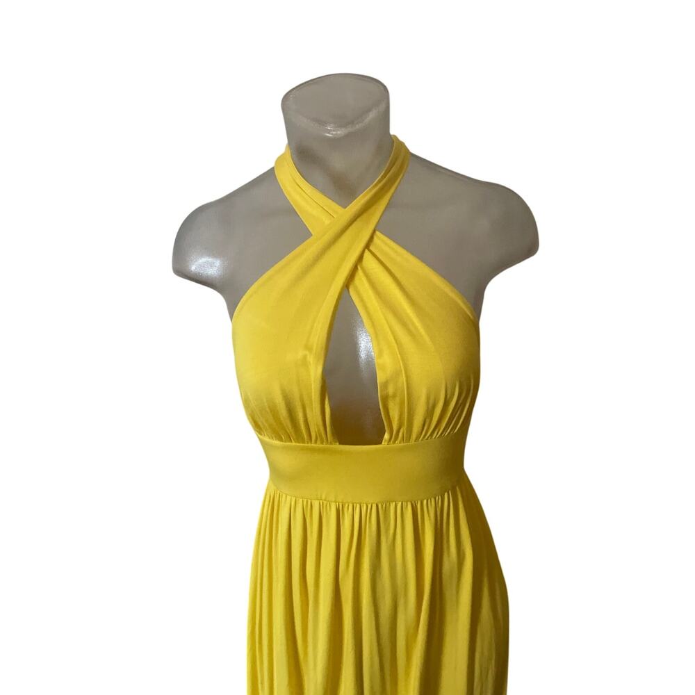 RACHEL PALLY Yellow Deep Plunge Empire Waist Babydoll Maxi Dress Size XS Modal - Picture 3 of 9